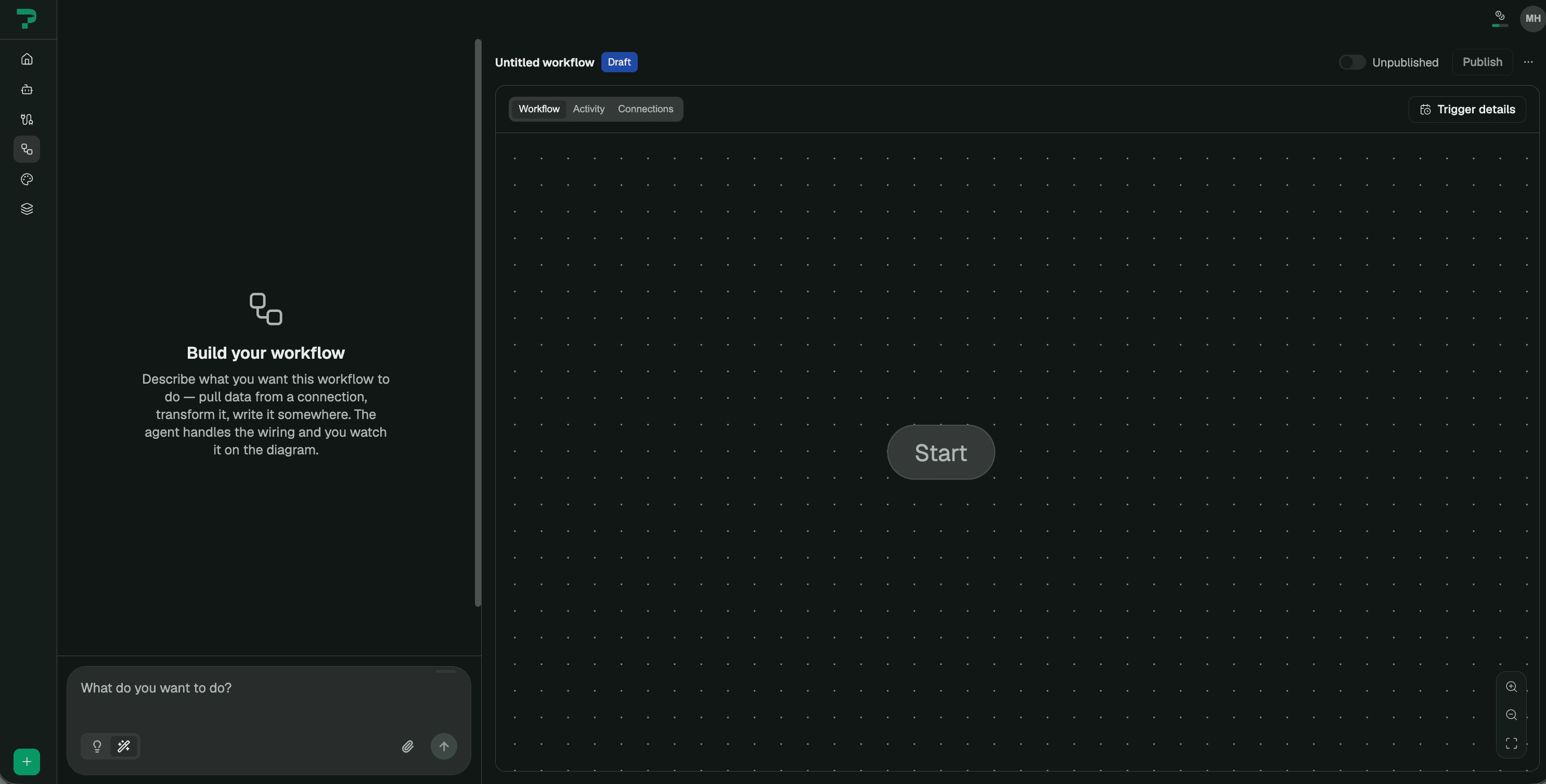 Dashboard showing Pave connectors.