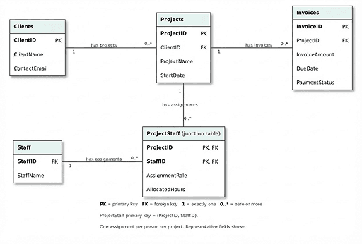Diagram of relational database design.