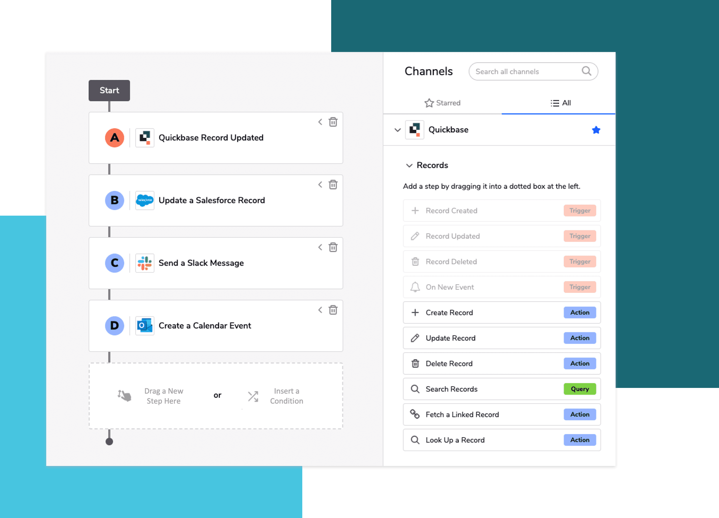 A screenshot of the Quickbase visual builder