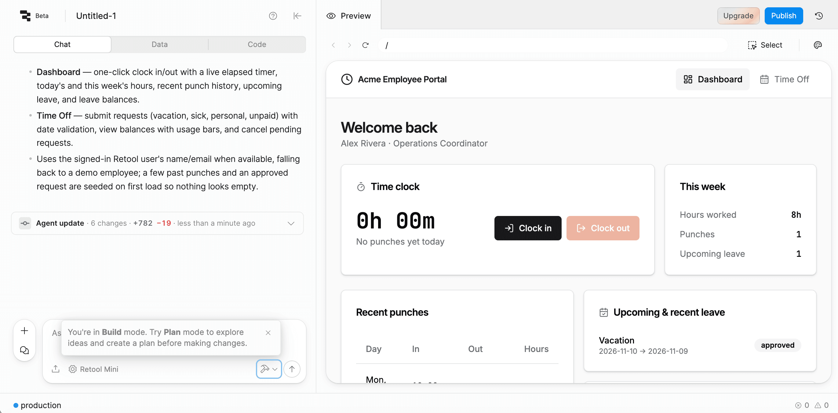 An app being built in Retool, a Lovable alternative.